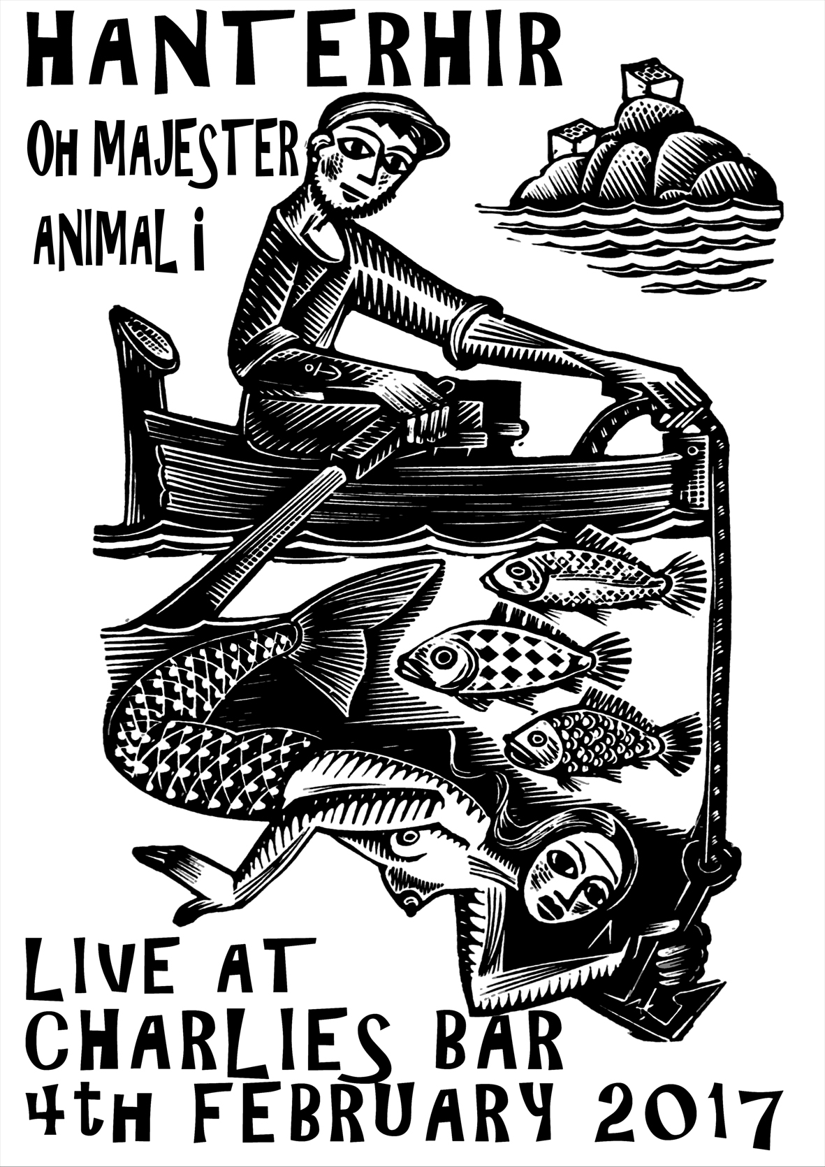 postor for hanterhir gig at charlies bar redruth in 2017